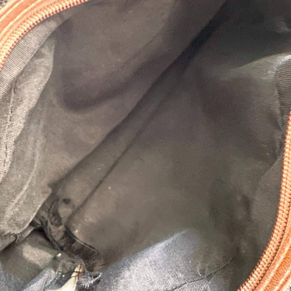 Esprit Vintage Black Tan Faux Leather Top Handle Camera Zip Crossbody Bag Y2K - Picture 7 of 8
